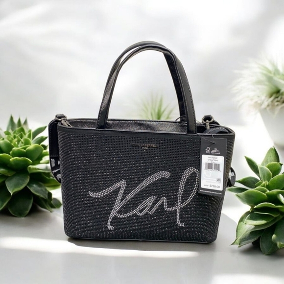 🖤🔹️Karl Lagerfeld🔹️ Beautiful Maybelle rhinestoneCoin Pouch GLITTER satchel